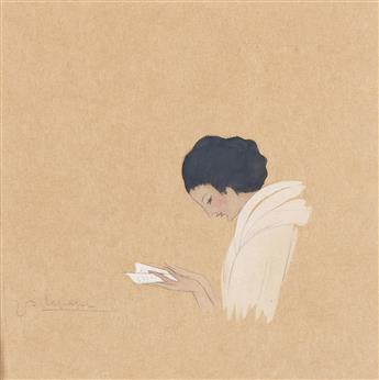 GEORGES LEPAPE (1887-1971) Woman reading letter.